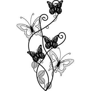 Jumpeak Wanddekoobjekt Schmetterling Metall Wanddekoration,Blatt Dekoration,Natur Dekoration, Hergestellt aus Metall,Schwarz,weiß schwarz 29 cm x 47 cm