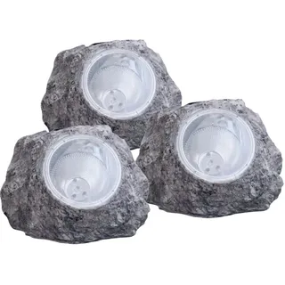GLOBO Solarleuchte Kunststoff 3er Set grau
