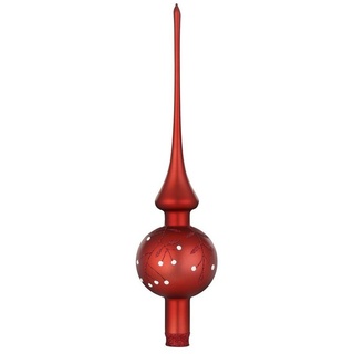 INGE-GLAS® Christbaumspitze, Christbaumspitze Glas Beerenzweig Motiv 30cm Chianti matt rot