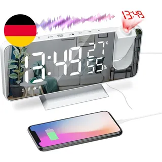 Projektionswecker, Radiowecker Digitaler Wecker Mit Fm-Radio, 7" LED Spiegelbild