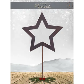 Edelrost Stern am Stab 25cm - Wunderschöne Metall Weihnachts-Deko. Ideal für Ihren Hauseingang, im Garten auf Ihrer Terrasse oder in der Wohnung - Winter-Deko von Manufakt-Design