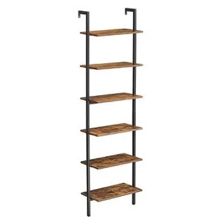 Vasagle Bücherregal LLS103B01, braun, vintage, Leiterregal Metall/Holz, 60 x 205 x 30cm, 6 Ebenen
