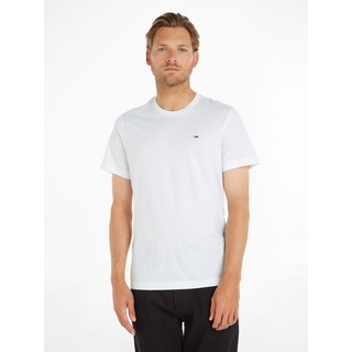 Tommy Jeans T-Shirt TJM ESSENTIAL SOLID TEE Regular Fit mit Rundhalsausschnitt und dezenter Logo-Flag weiß M (48/50)
