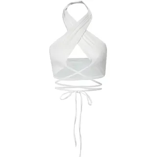 FDEETY Damen Neckholder Top, Sexy BH Tank Tops Bauchfrei Oberteil Rückenfrei Tops Bandage Schulterfrei Oberteil Crop Halter Top Sexy Teil - M