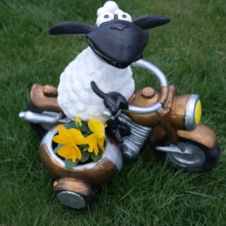 FDSt Schaf,Molly auf Motorrad,zum Bepflanzen,Tierfigur,Deko,Garten,Terrasse