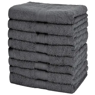 NatureMark 8 Handtücher Set - 100% Baumwolle - Saugfähige und langlebige Handtücher, Größe 50×100 cm, Anthrazit Grau