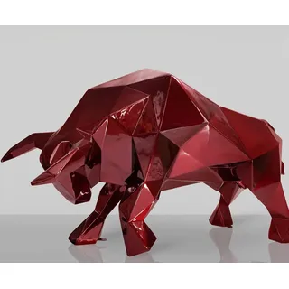 Casa Padrino XXL Deko Skulptur Stier Bordeauxrot 220 cm - Lebensgroße Abstrakte Garten Deko Figur