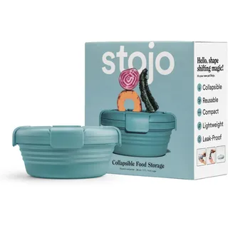 STOJO Faltbare Schüssel – Eukalyptus, 1020 ml – wiederverwendbare Silikonschüssel für heiße und kalte Speisen – perfekt für Reisen, Mahlzeitenvorbereitung, Mittagessen zum Mitnehmen, Camping und