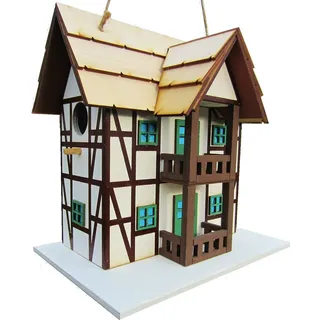 Hüwüknü, Nistkasten, Fachwerkhaus, Vogelhaus zum Aufhängen,Handarbeit aus Holz, bunt