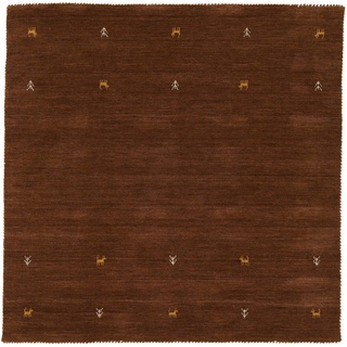 carpetfine Wollteppich Gabbeh Uni Quadratisch Braun 250x250 cm | Moderner Teppich für Wohn- und Schlafzimmer