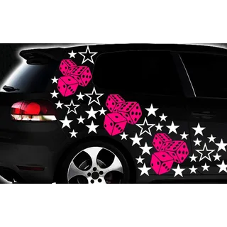 HR-WERBEDESIGN 93-teiliges Sterne Würfel Cube Star Auto Aufkleber Tuning WANDTATTOO x Blumen x