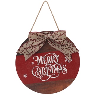 Saisonaler Weihnachts-Türkranz, Rustikales Frohe-Weihnachts-Deko-Schild mit Schleife, Weihnachtliches Holz-Hängeschild, Weihnachtliches Willkommensschild für die Haustür, Bauernhaus-Dekoration