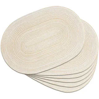 Noctiflorous Ovale geflochtene Platzsets, 30,5 x 45,7 cm, 6 Stück, für Esstische, natürlich gewebt, hitzebeständig, oval, Beige