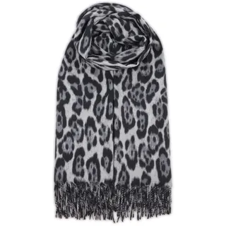 malito - Damen Modeschal - weicher XXL Viskosemix Baumwolle Schal - Winterschal Leo-Print modern & lang - Pashmina Stola Animalprint S605 - (Grau) - Einheitsgröße