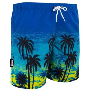 Luvanni Badehose Badehose Herren Schnelltrocknende Beachshorts 439v23 Badeshorts Kordelzug Boardshorts Schwimmhose Männer Streifen Palmen blau|grün M