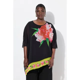 Ulla Popken Longbluse Glitzerblüte Schwarz 50/52