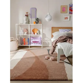 benuta Hochflor-Teppich Louise, rechteckig, Höhe: 21 mm, Teppich Wohn-, Ess- und Schlafzimmer, Flur, Kunstfaser, Gemütlich bunt 160 cm x 230 cm x 21 mm