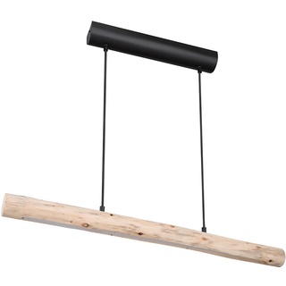 GLOBO Holz Hängeleuchte Pendelleuchte Holz lang Holzlampe hängend Lampe Natur Maserung schwarz-matt, 1x LED 15W 1062Lm warmweiß, L 80 cm