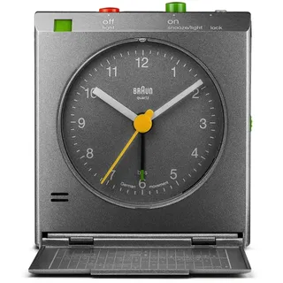 Braun BNC005GYGY bewegungsgesteuerter Reisewecker, klassisches Design, Grau
