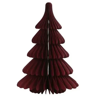 finehomegarden Dekofigur Weihnachtsschmuck Tanne Papier bordeaux H30cm + H40cm Aufsteller (1 St), Weihnachten faltbarer Tannenbaum 2Größen wählbar rot 30 cm