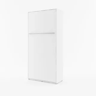 Concept PRO Schrankbett Vertikal Wandklappbett 90 x 200 cm, Bettschrank mit Integriertem Klappbett und Lattenrost, Funktionsbett, Weiß