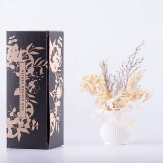 Kunstharz.Art Kleines Blumen Geschenk mit Vase und Geschenkverpackung - Trockenblumenstrauß in Mini als kleines Dankeschön Geschenk (A3 Weiß)