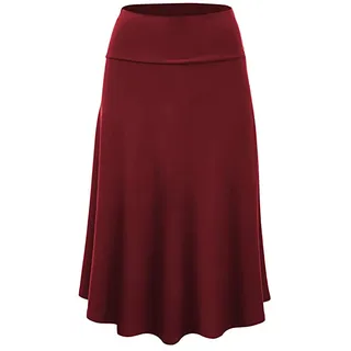 Graceyo Damen Rock Lange Elastischer Strertchy Maxi Rock Einfarbig Täglich Midirock A Linie Faltenrock Elegant Röcke Freizeitrock Damen Hohe Taille Retro Swing Rock Casual Skirt