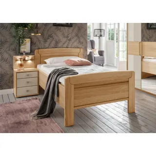 Wiemann Holzbett WIEMANN "Kiruna, Bettgestell, Bettrahmen, teilmassiv Eiche", braun (eiche teilmassiv), B:129cm L:216cm, Betten, Kopf- und Fußteil aus Massivholz, verschiedene Größen, in Komforthöhe