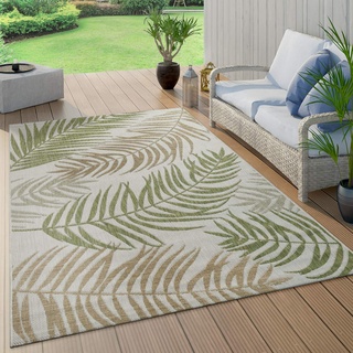 Paco Home In- & Outdoor Teppich Flachgewebe Modern Jungle Palmen Design In Pastell Grün, Grösse:80x150 cm