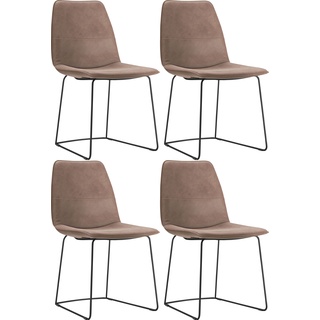 Schalenstuhl FREISTIL ROLF BENZ "117" Stühle Gr. B/H/T: 50 cm x 86 cm x 59 cm, 4 St., Leder 9200, 4er-Set + Stahl, grau (braungrau 9225, schwarz) Schalenstühle