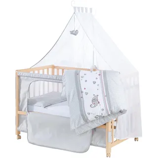roba Room Bed Jumbo twins 60x120cm - Textilausstattung grau/Holz Natur