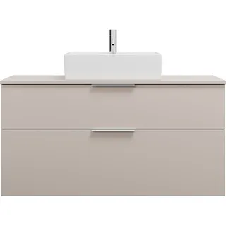 Burgbad Eqio Waschtischunterschrank inklusive Konsolenplatte, Ausschnitt mittig, 2 Schubladen, Breite 1200mm, WXXH120F6583G0146, Farbe: Lichtgrau Matt / Lichtgrau Matt, Griff G0146