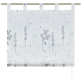 Joyswahl Raffrollo, mit Schlaufen, Kurz Rolls Küche Vorhang Modern Schlaufenrollo Laternenblume Muster grau 80 cm x 140 cm