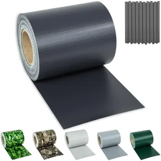 tectake® Sichtschutzfolie, Sichtschutzstreifen mit Befestigungsclips, Windschutz, Sonnenschutz, Sichtschutzmatte für Balkon, Garten, Terrasse, für Stabmattenzaun und Zaunelemente - 35 m, anthrazit