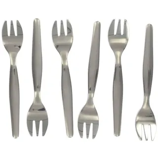 Fackelmann 32133 Lot de 6 fourchettes à huîtres, fourchette dessert, fourchettes pour huîtres, Acier inoxydable, Argenté, 12,5 cm