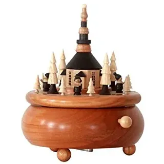 Rudolphs Schatzkiste Spieldose mit Seiffener Kirche Höhe=13cm NEU Spieluhr Spielwerk Schnee Figur Seiffen Erzgebirge Holz Dekoration Weihnachten Spieldose