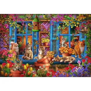 Puzzle 1000 Teile - Katzen auf der Fensterbank