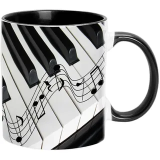 Imtrub Personalisierte Kaffeetasse aus Keramik Tasse mit Griff, Musiknoten, Gitarre, Klavier, Musikgeschenke für Freunde, Männer, Frauen, Musiklehrer, kreative Geschenke für Geburtstage, Weihnachten