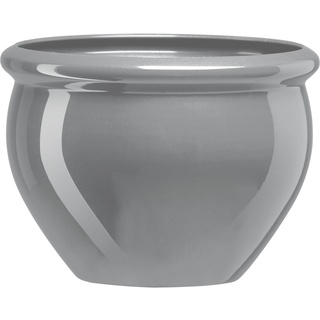 Poétic Emsa 516690 Blumenkübel für Innen- und Außenbereich, Glasurkeramik-Optik, Ø 26 cm, Staubgrau, Siena Nobile