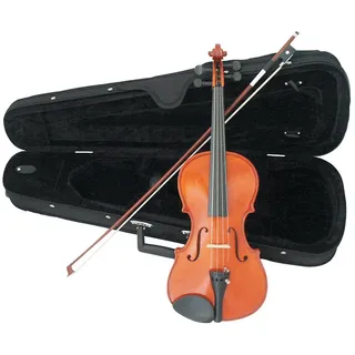 MSA Violine 4/4 Geige - Geigenset Bogen, Koffer, Kolophnium, Feinstimmer, aus Ahornholz braun