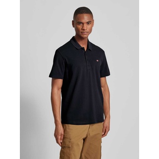 Slim Fit Poloshirt mit Logo-Stitching Modell 'EALIS', Black, XXXL