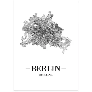 JUNIWORDS Stadtposter, Berlin, Wähle eine Größe, 30 x 40 cm, Poster, Schrift A, Weiß