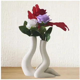 LuxusKollektion Dekovase Keramik Vase Set 2 Frauenkörper Boho Deko Weiß (2 St) weiß