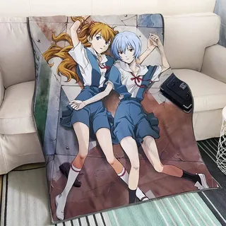 NEON GENESIS EVANGELION/EVA-Ayanami Rei/Asuka Langley Soryu Anime 3D-Digitaldruck Flanell Ultraweiche Micro-Fleece-Decke Pflegeleicht