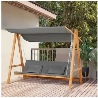 Outsunny Hollywoodschaukel Mit Bettfunktion 3-Sitzer mit Dach, 3-Sitzer, Bettfunktion, Hollywoodschaukel, 1 tlg., Hollywoodschaukel, für Garten, Grau grau