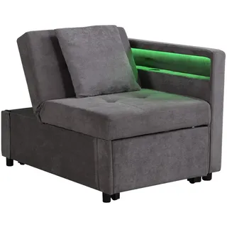 Okwish Schlafsofa, Dunkelgrau, Leder, 68x65x97 cm, Wohnzimmer, Sessel, Schlafsessel