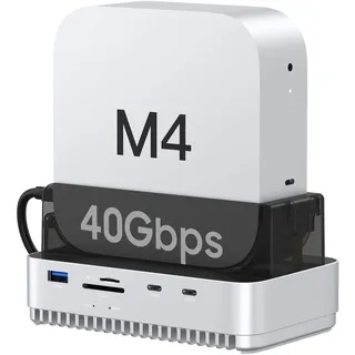 Mac mini M4 2024 Dock Stand, 40 Gbit/s USB4 M.2 NVMe SSD-Gehäuse, kompatibel mit Thunderbolt 4/5, 10 Gbit/s USB-Dockingstation mit SD4.0-Kartenleser