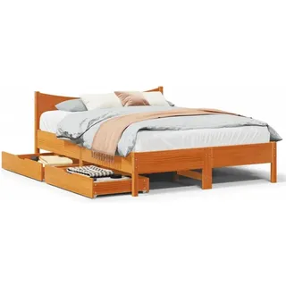 vidaXL Massivholzbett 180 x 200 cm Wachsbraun