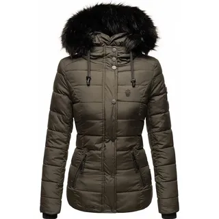 Navahoo Damen Modische Winterjacke Steppjacke mit Kunstpelz Kapuze Zuckerbiene