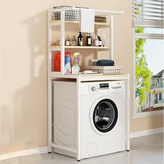 IMLAM Waschmaschinen-Regal, mit 3 Ablagen Überbau Regal für Waschmaschine Toilette Toilettenregal Badezimmerregal Multifunktionsregal